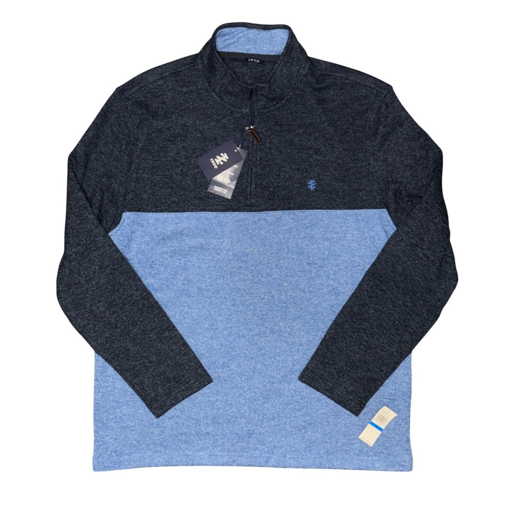 IZOD Thermasoft Tech Sweater 1/4 Zip Pullover Sweatshirt Colorblock Preppy